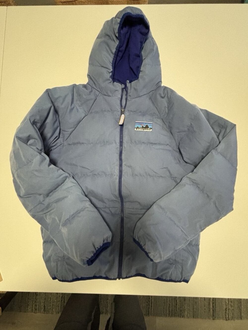 Patagonia Jacket KIDS XXL Puffer Parka Full Zip Hooded Insulated Blue